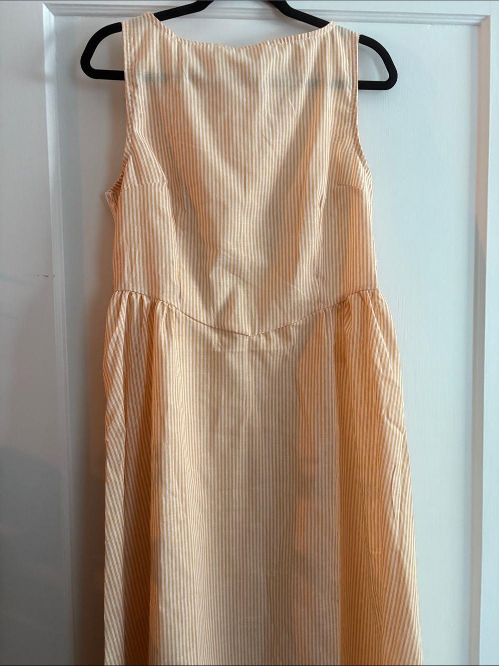 Sleeveless Peach Stripe A-Line Midi Dress